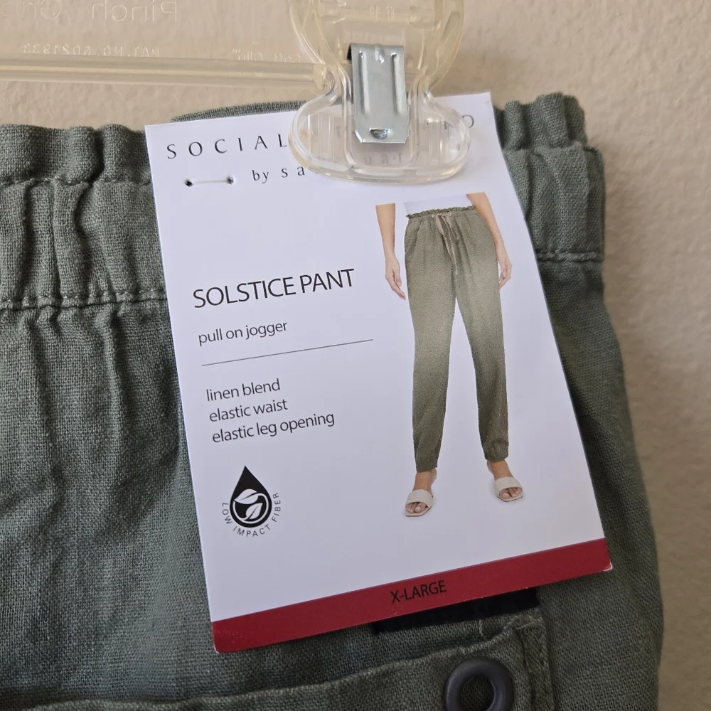 SOCIAL STANDARD by Sanctuary Linen  Solstice Pull On Jogger Pant Lichen Green XL - Picture 5 of 14